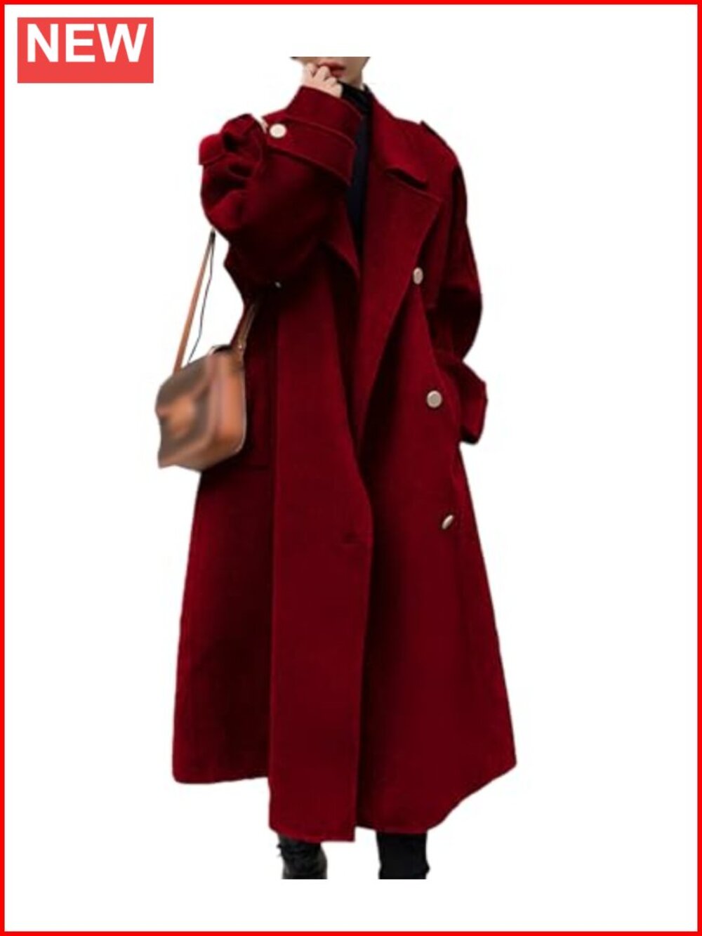 Women's Wool Blend Double Breasted Pea Coat Long Sleeve Notch Lapel Winter